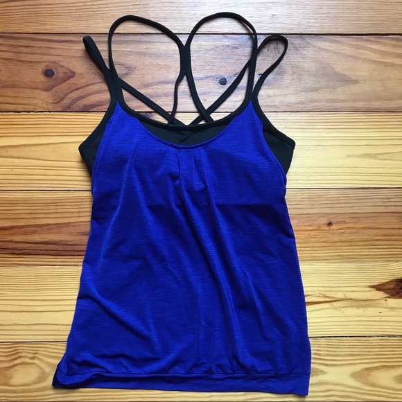 Athleta Blue Black Built-in Bra Tank Top, EUC, S - Picture 3 of 15